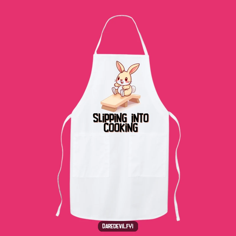 Funny Bunny Ramp Slider Apron: Kitchen Pet Humor Wear, Perfect Funny Gift