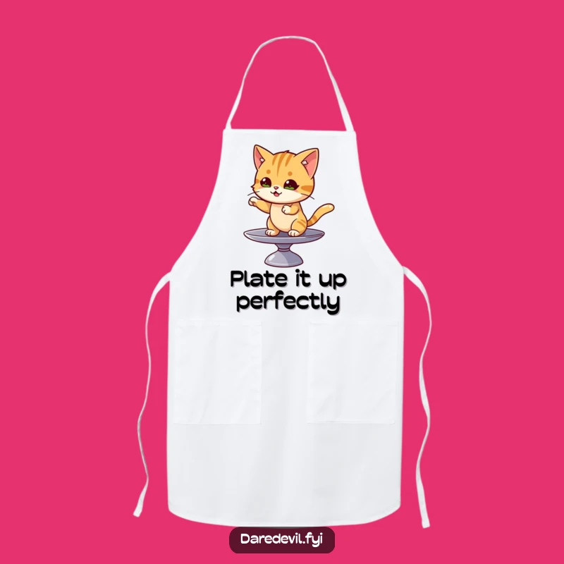 Funny Cat Plate Spin Apron: Cook with Confidence in This Hilarious Kitchen Gear!