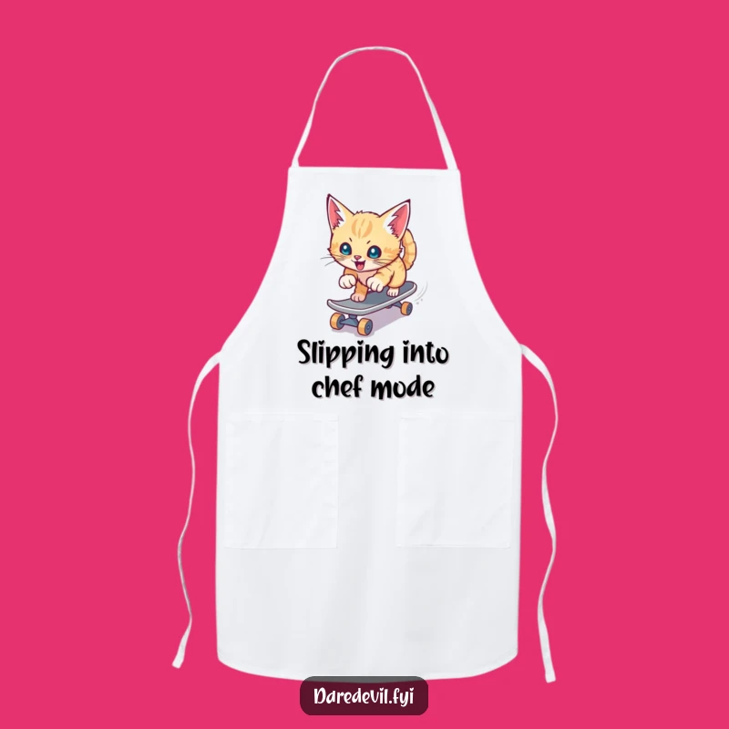 Funny Kitten Skateboard Apron: Speed Chef Character, Practical Humorous Gift