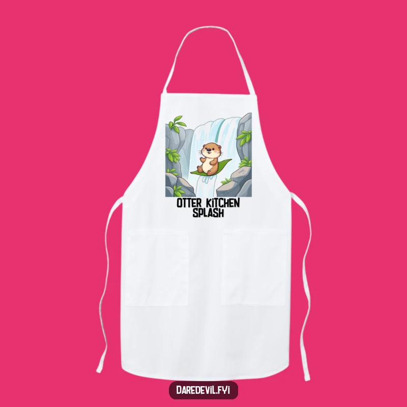 Funny Otter Waterfall Slide Apron - Cook with Aquatic Adventure and Humor