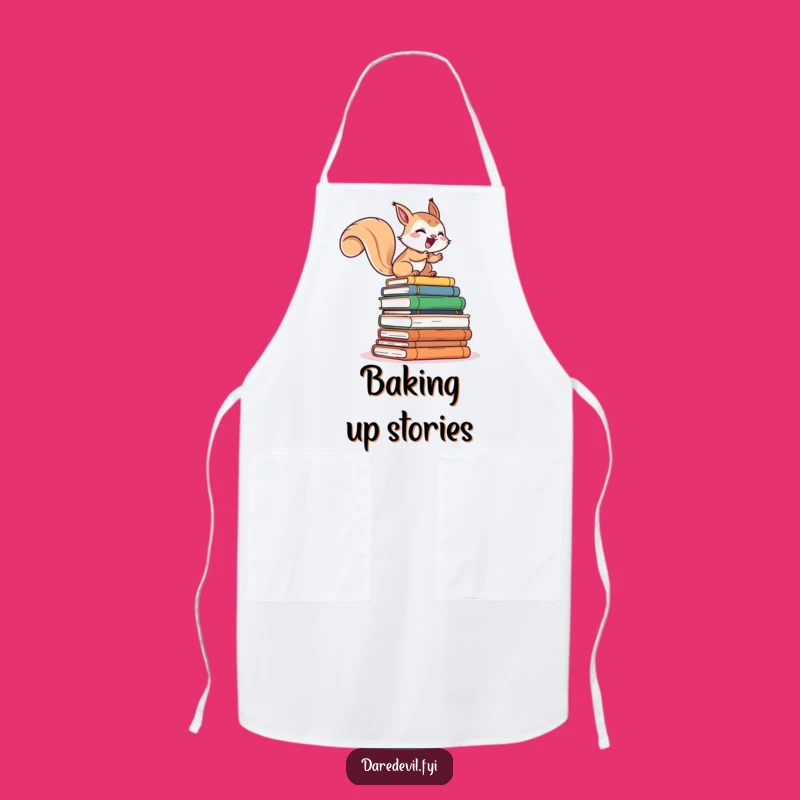 Funny Reading Apron: Giggling Squirrel Climbs Books, Practical Funny Gift