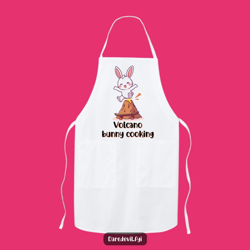 Funny Bunny Skateboard Volcano Apron - Cook Up Laughs in the Kitchen