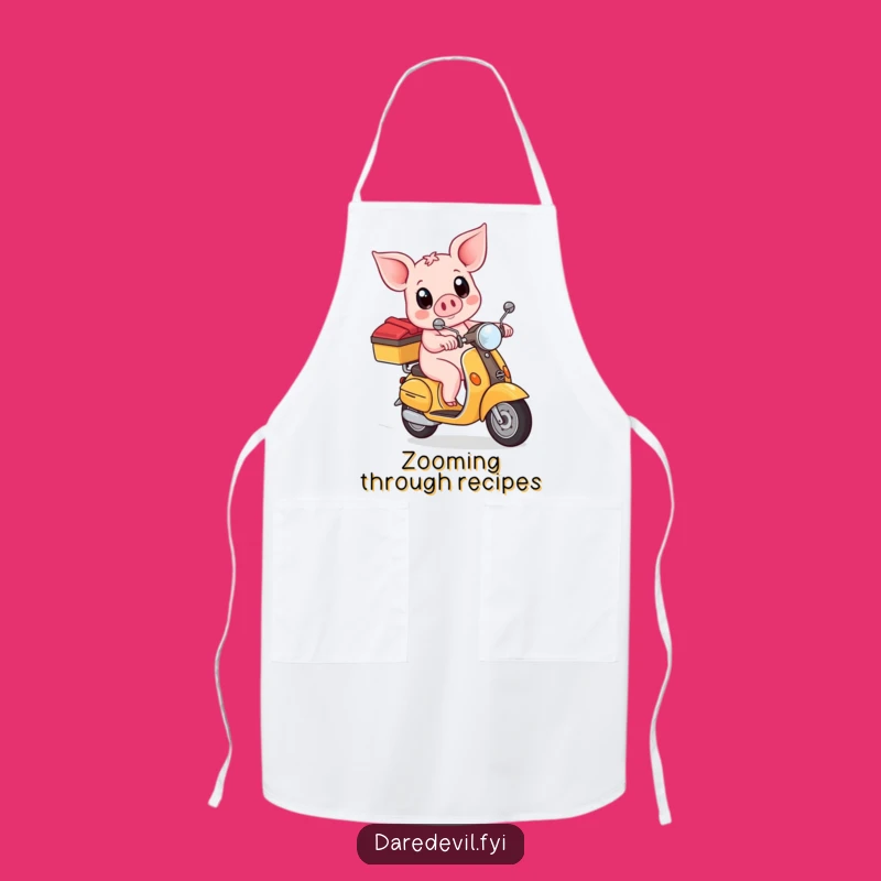 Funny Piglet Scooter Apron: Kitchen Rider Humor Wear, Perfect Funny Gift