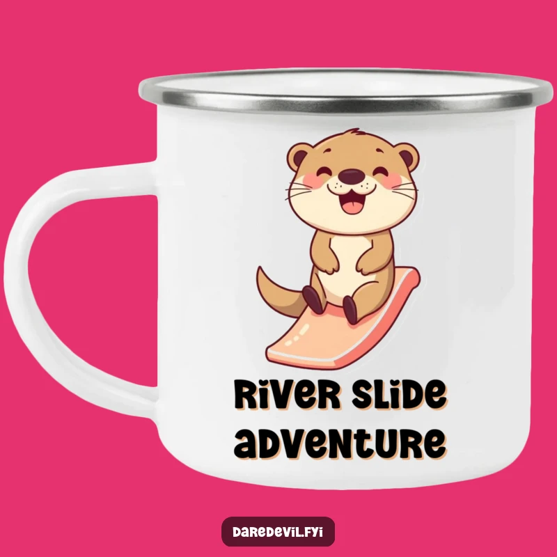 Adventure Slides: Funny Happy Otter Slide Camping Mug!
