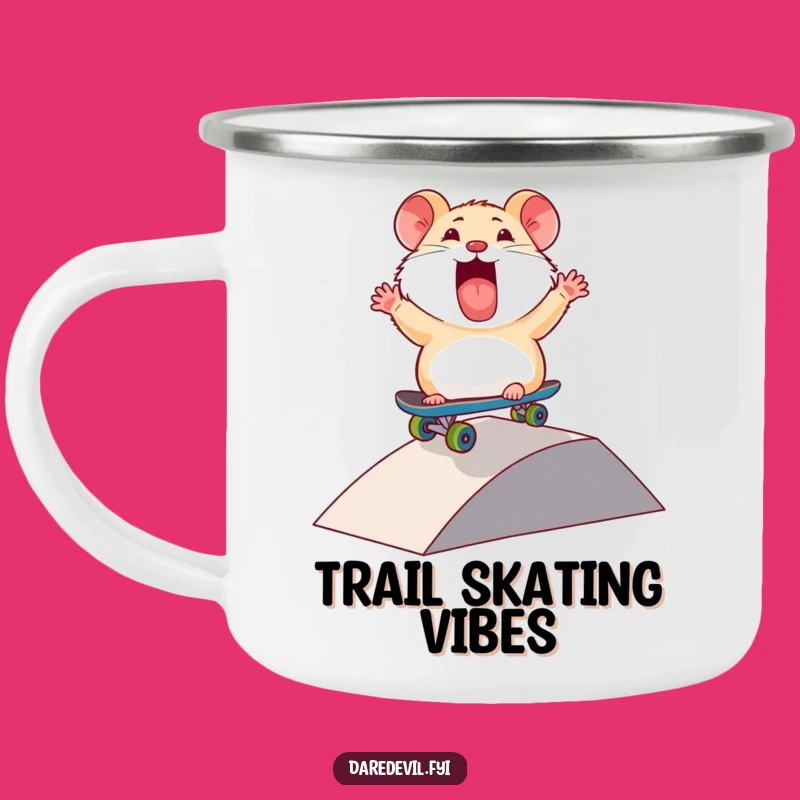 Adventure Wheels: Funny Thrilled Hamster Skateboard Camping Mug!