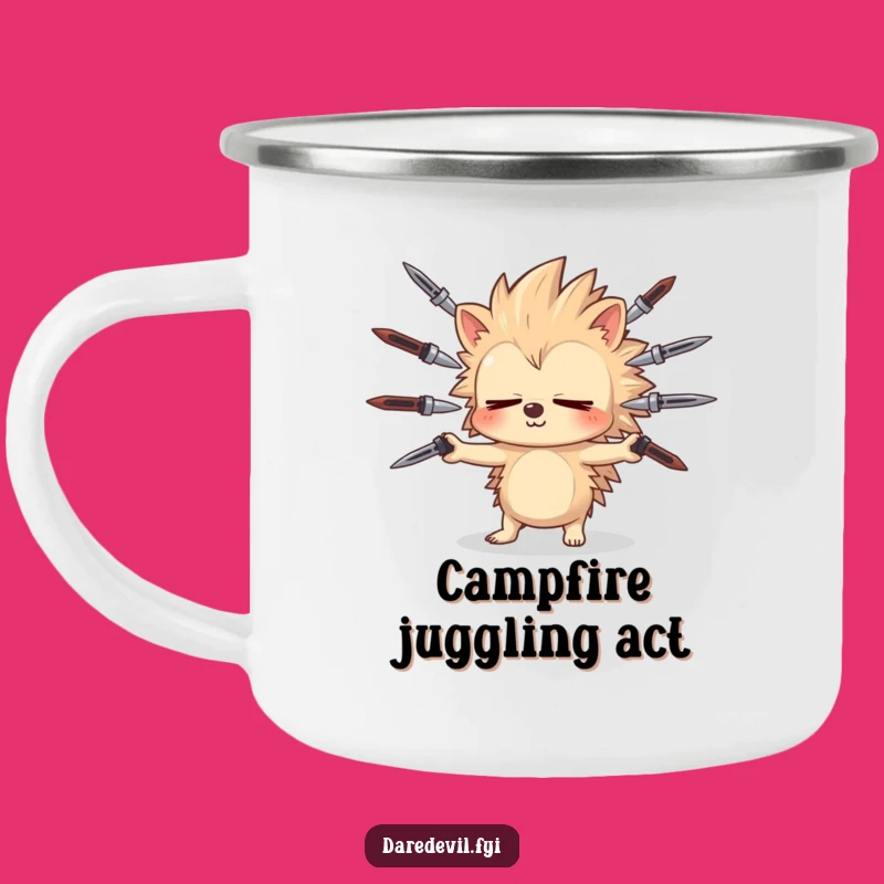 Funny Hedgehog Juggling Camping Mug: Sip Your Danger Outdoors