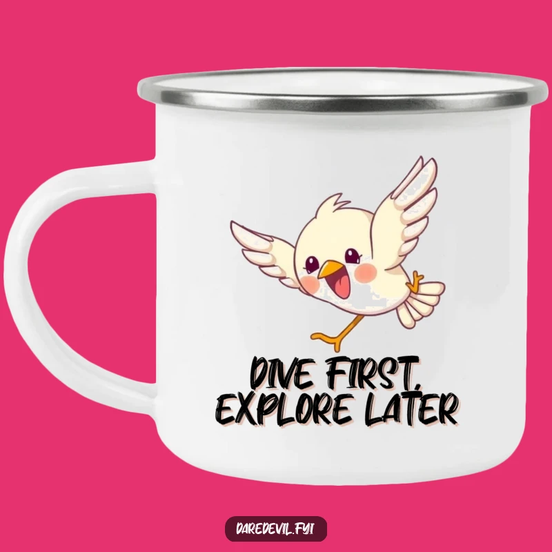 Funny Bird Dive Camping Mug: Sip with Joy Outdoors