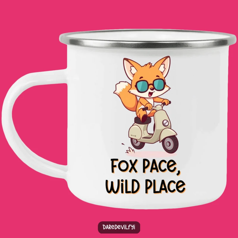 Funny Fox Scooter Camping Mug: Your Daring Outdoor Funny Gift