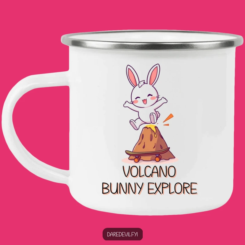 Funny Bunny Skateboard Volcano Camping Mug - Adventure Fuel for Laugh Lovers