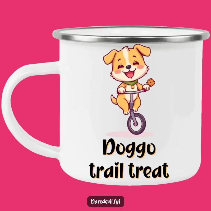 Funny Dog Unicycle Treat Camping Mug - Adventure Fuel for Happy Pups
