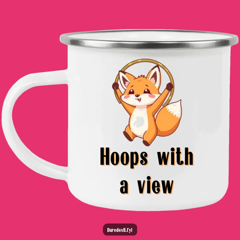 Funny Fox Hoop Jump Camping Mug: Outdoor Animal Humor Cup, Perfect Funny Gift