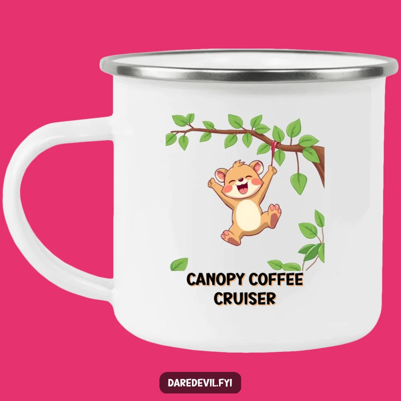 Funny Joyful Animal Camping Mug: Vine Swinging Adventure, Great Funny Gift