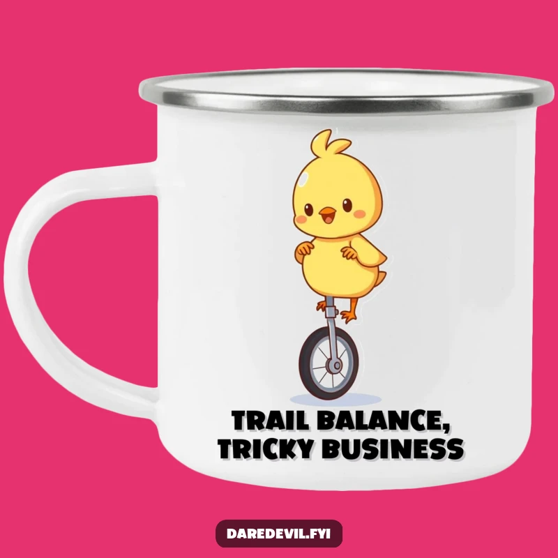 Funny Playful Chick Unicycle Camping Mug: Durable Bird Cup, Fantastic Funny Gift