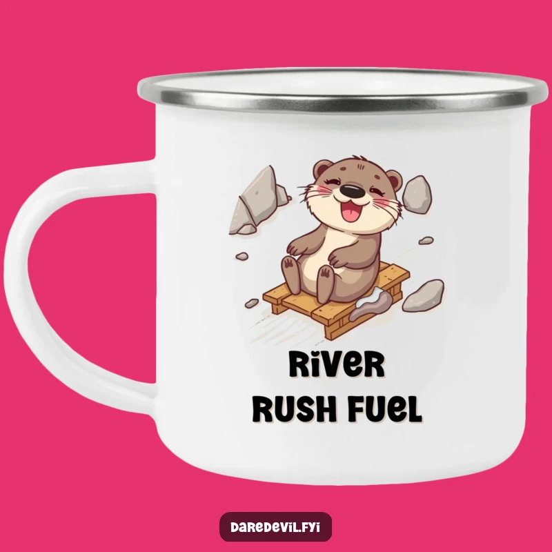 Funny Otter Sledding Camping Mug: Adventure Fuel with a Giggle!