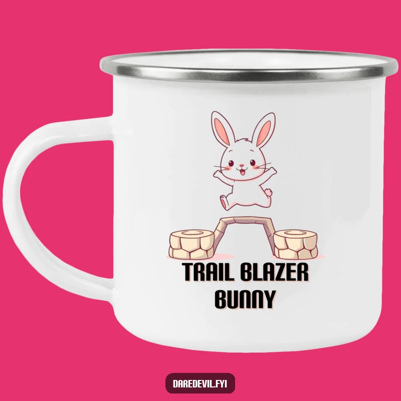 Adventure Fuel: Funny Brave Rabbit Leaping Camping Mug!