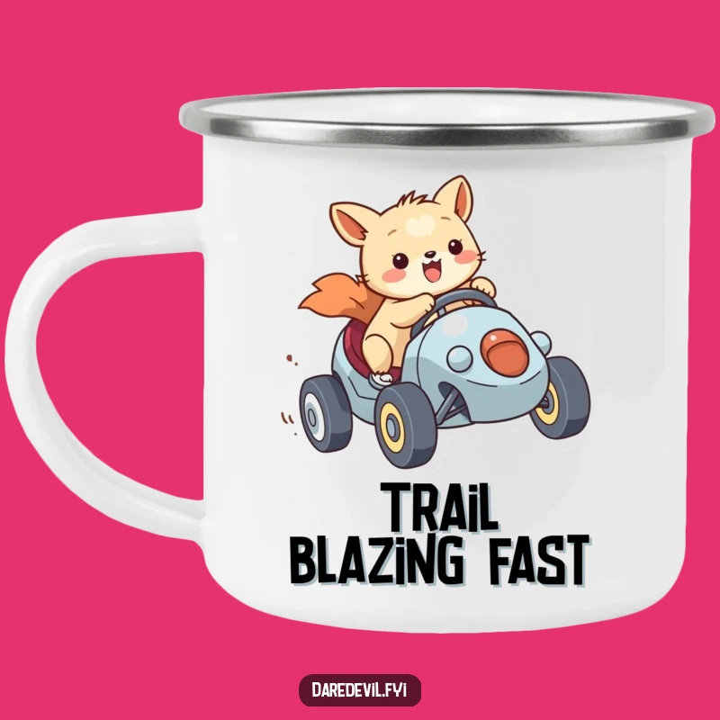 Funny Enamel Camp Mug - Racing Animal's Adventure, Rugged Funny Gift