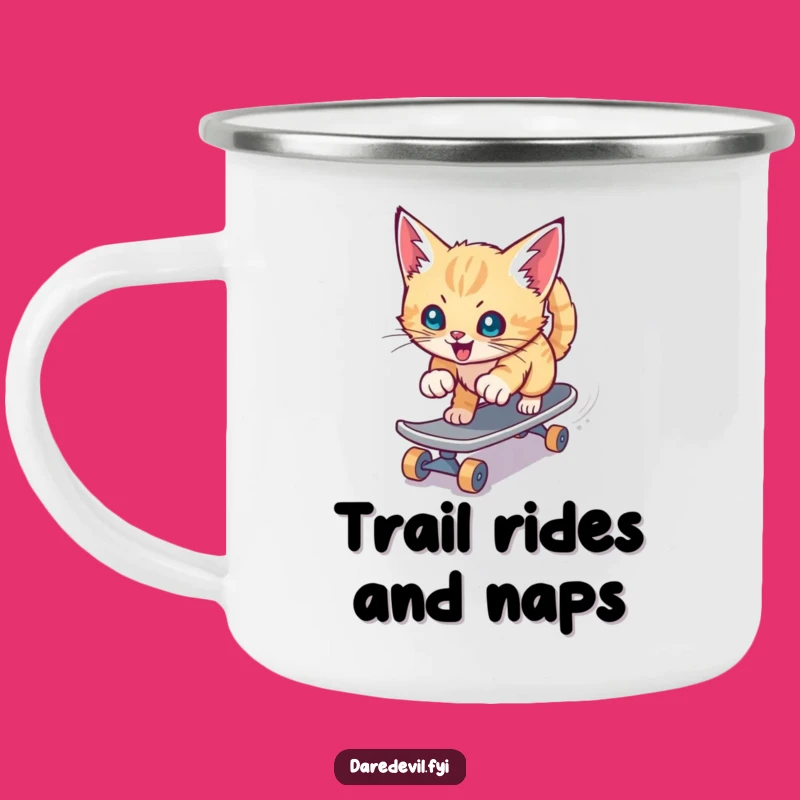 Funny Kitten Skateboard Camping Mug: Speed Outdoor Gift, Rugged Humorous