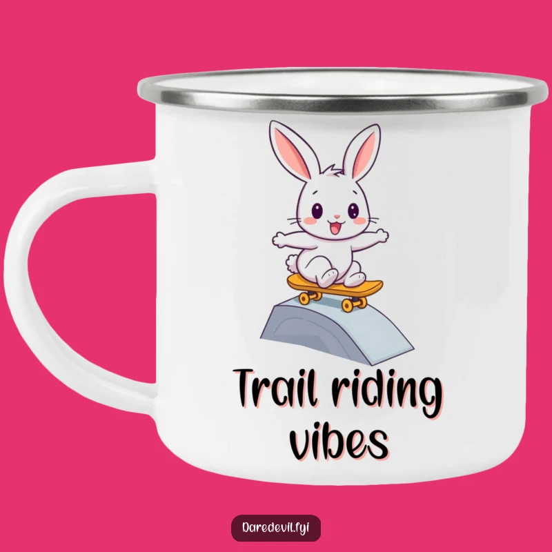 Funny Rabbit Skateboard Camping Mug: Durable & Radical, Perfect for Outdoor Cruising