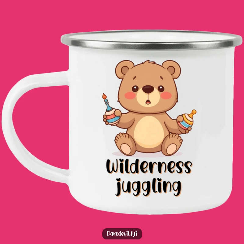 Funny Bear Camping Mug: Juggling Adventure Cup - Durable & Hilarious Cub Gift!
