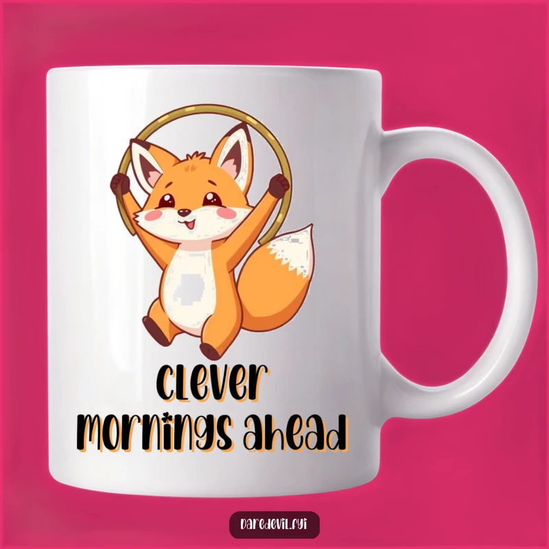 Funny Fox Hoop Jump Mug: Agile Animal Action Design, Perfect Funny Gift