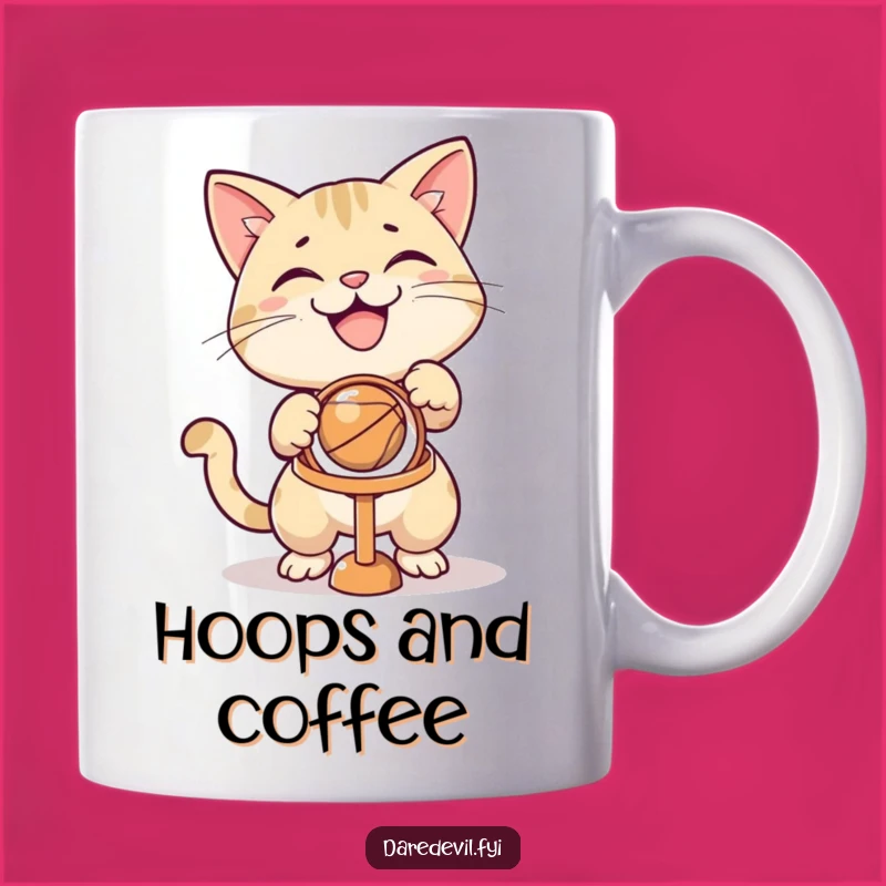 Funny Cat Hoop Shot Mug - Playful Feline Trick Master Gift