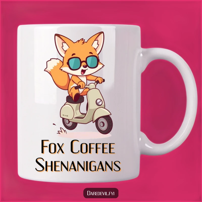 Funny Fox Scooter Mug: Daring Jumps as a Hilarious Funny Gift