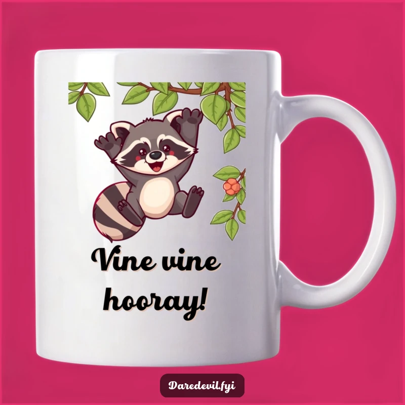 Funny Raccoon Vine Swing Mug: Exhilarating Gift for Adventurers