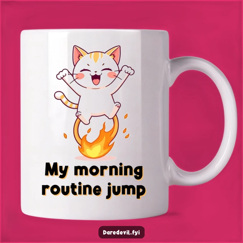 Funny Fiery Hoop Cat Mug, Hilarious Gift for Cat Lovers, Mischievous Feline Fun