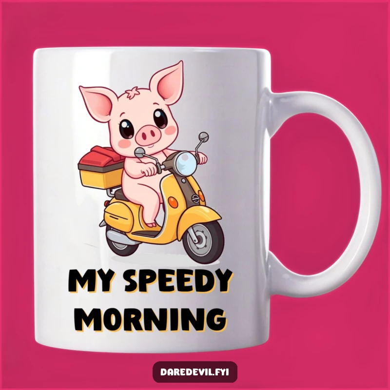 Funny Piglet Scooter Mug: Brave Rider Humor Design, Perfect Funny Gift