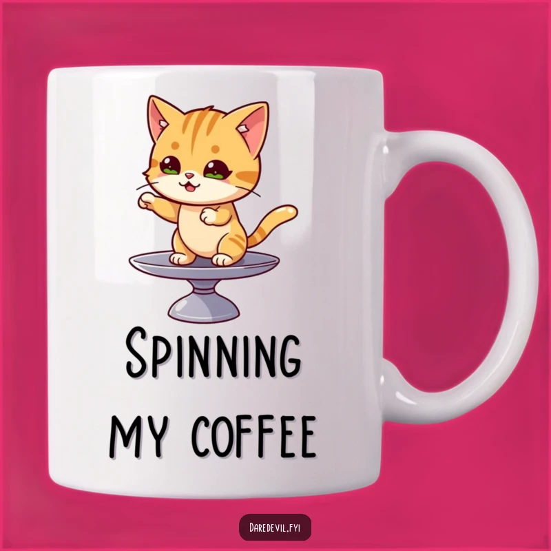 Funny Cat Plate Spin Mug: Mischievous Feline Balance for a Hilarious Gift!