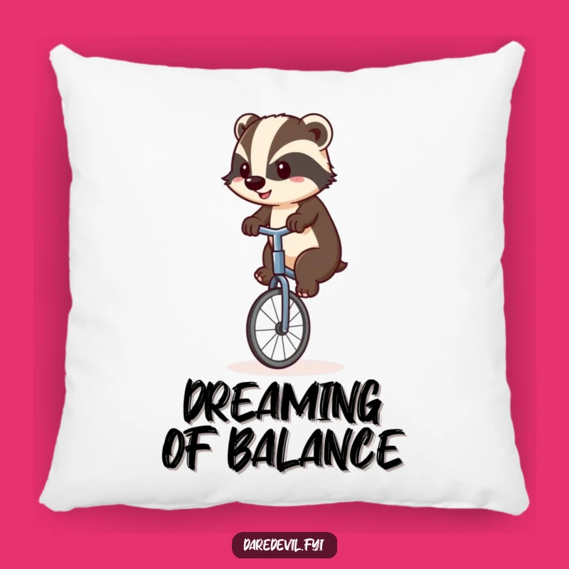 Funny Badger Unicyclist Pillow: Comfort Your Inner Daredevil!