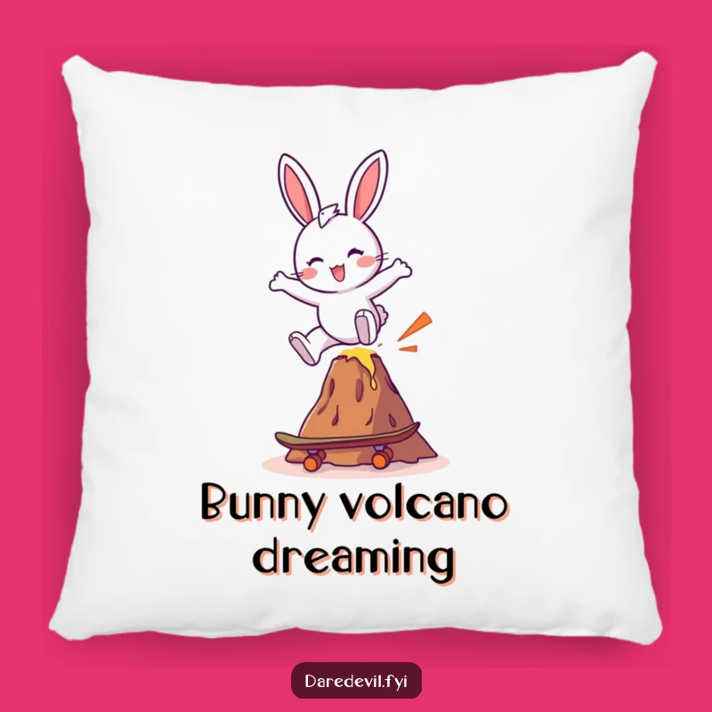 Funny Bunny Skateboard Volcano Pillow - Comfy Cushion with a Hilarious Twist