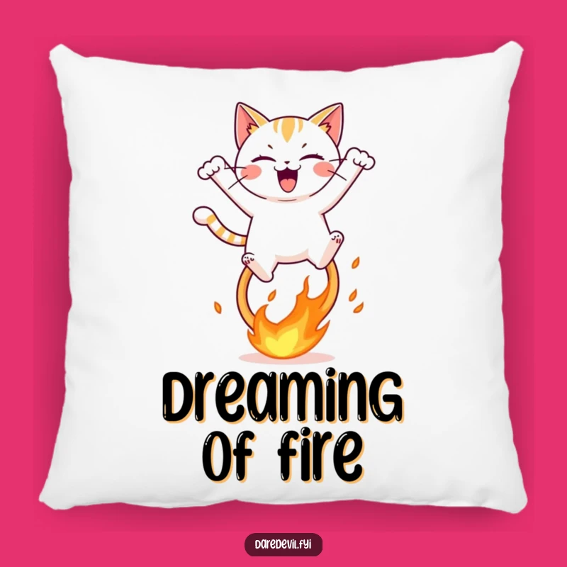 Funny Fiery Hoop Cat Pillow, Cozy & Hilarious Home Decor, Adorable Feline Pillow Gift