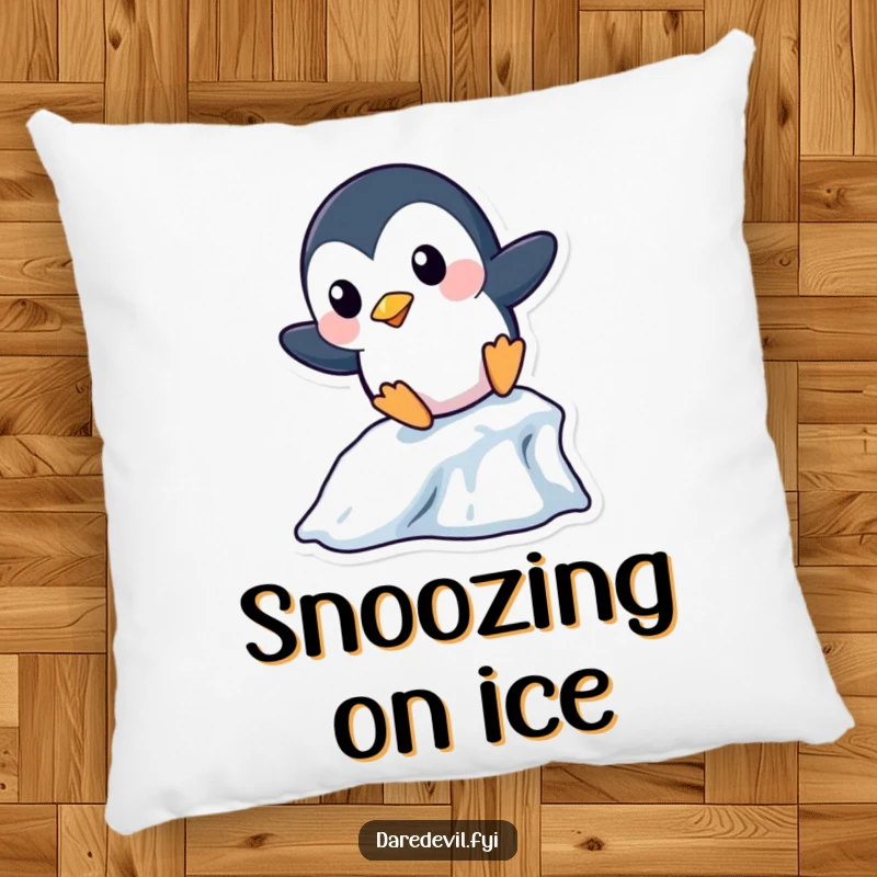 Funny Penguin Pillow: A playful penguin character slides down a miniature icicle, offering soft comfort and wintery, humorous fun.