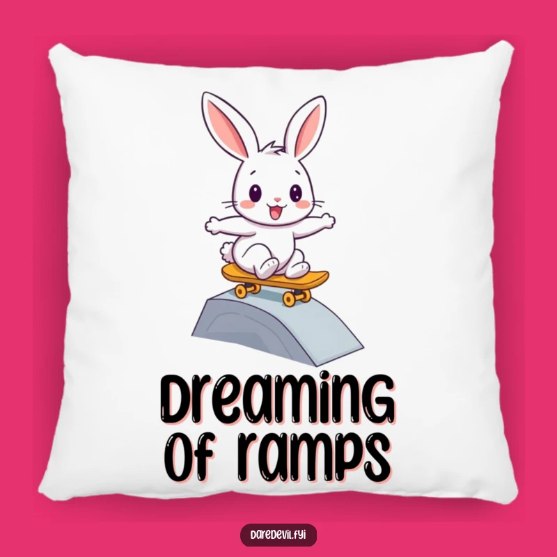 Funny Rabbit Skateboard Pillow: Soft Comfort for Radical Riders, Whimsical Decor