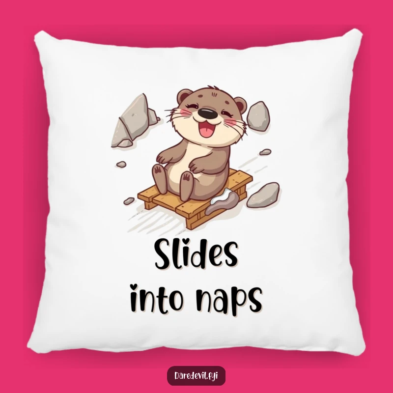 Funny Otter Sledding Pillow: Cuddle Up with Comical Thrills!