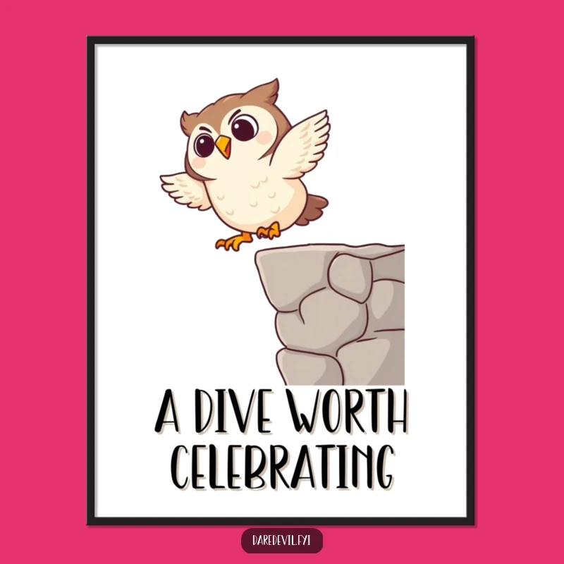 Funny Giggling Owl Dive Digital Art: Instant Cartoon Bird Download, Perfect Funny Gift