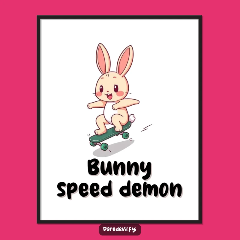Funny Bunny Skater Digital Art: Instant Action, Perfect Funny Gift