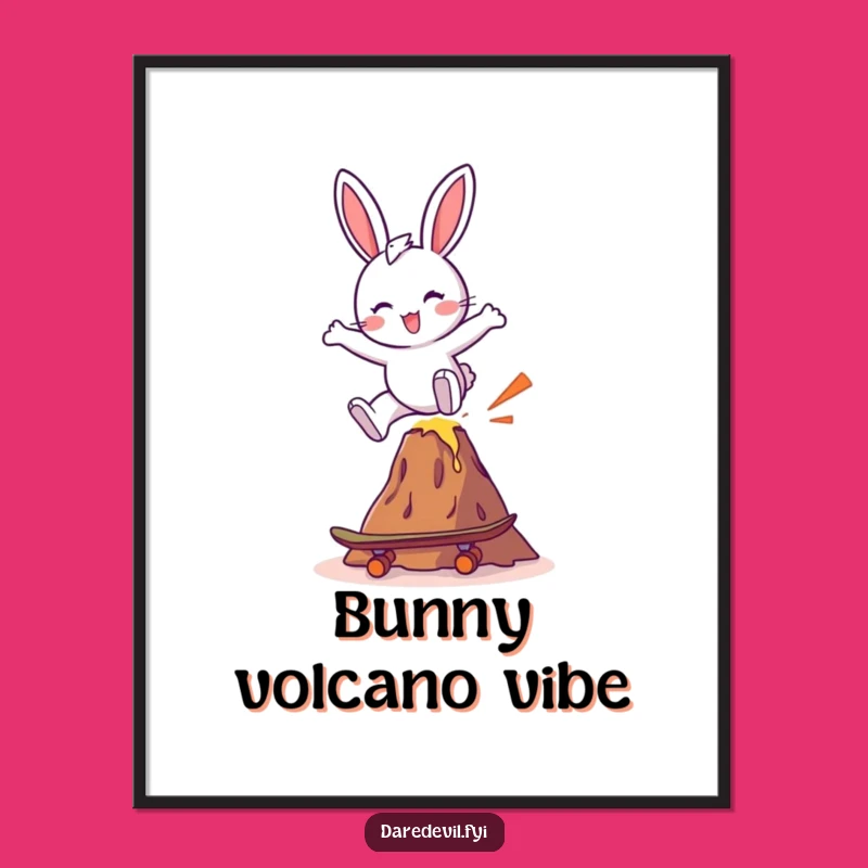 Funny Bunny Skateboard Volcano Digital Art - Instant LOLs for Your Walls