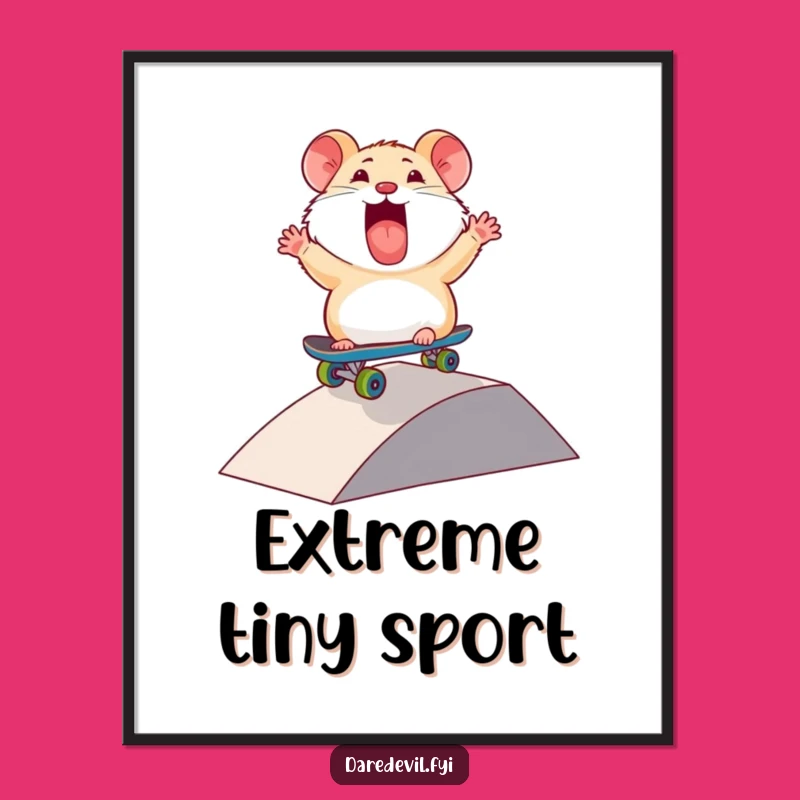 Instant Radness: Funny Thrilled Hamster Skateboard Digital Art Print!