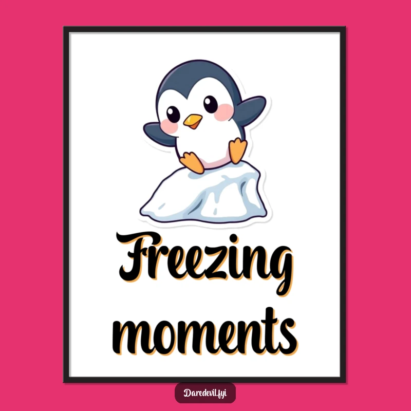 Funny Penguin Icicle Digital Art: Playful Penguin, Instant Winter Fun, Perfect Funny Gift Download