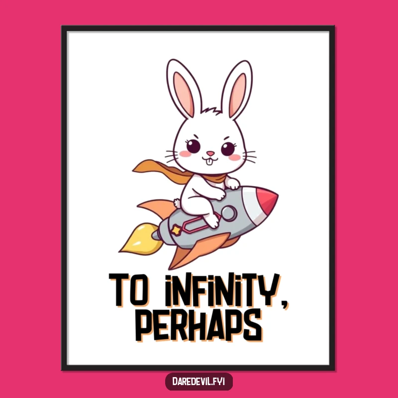 Funny Brave Rabbit Rocket Digital Art, Hilarious Space Printable, Determined Bunny Decor