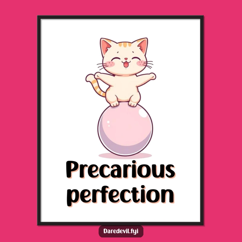 Funny Cat Sphere Balance Digital Art: Instant Feline Fun Download, Perfect Funny Gift