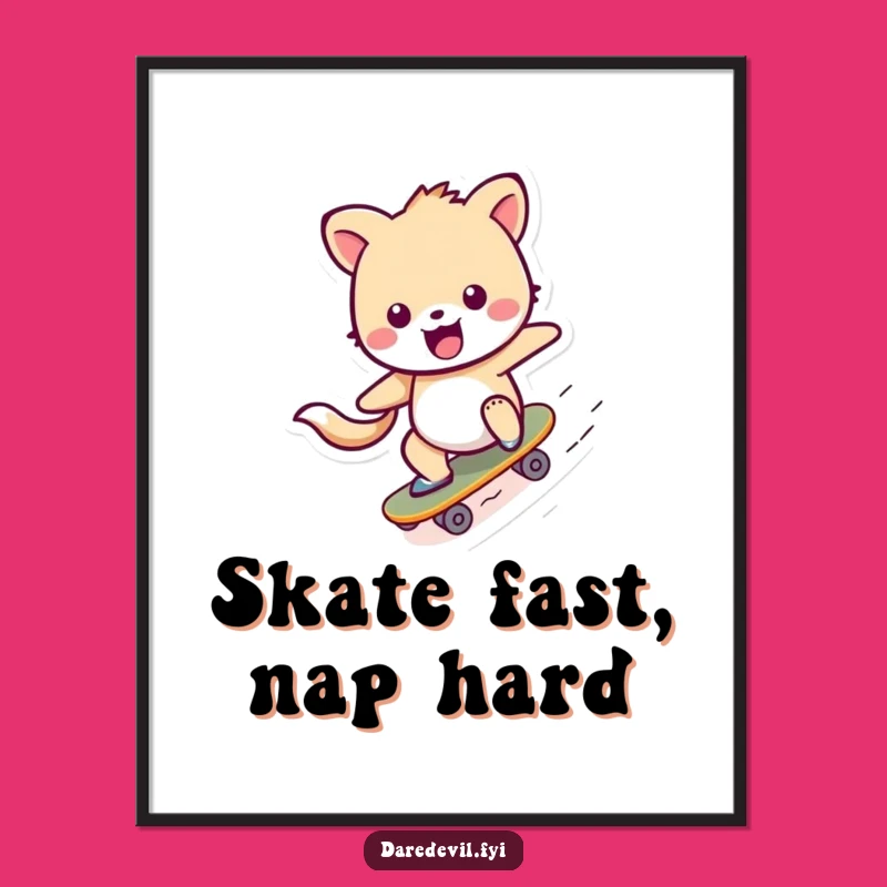 Funny Skater Animal Digital Art: Cheerful Character's Ramp Zoom Download, Instant Funny Gift