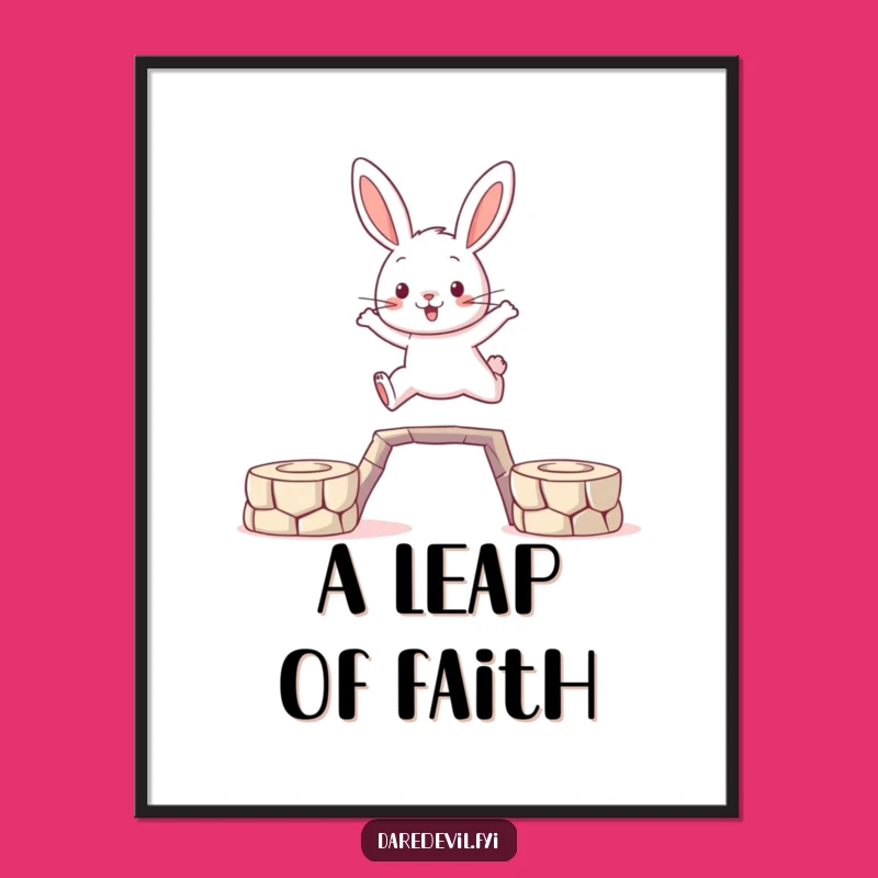 Instant Adventure: Funny Brave Rabbit Leaping Digital Art Print!