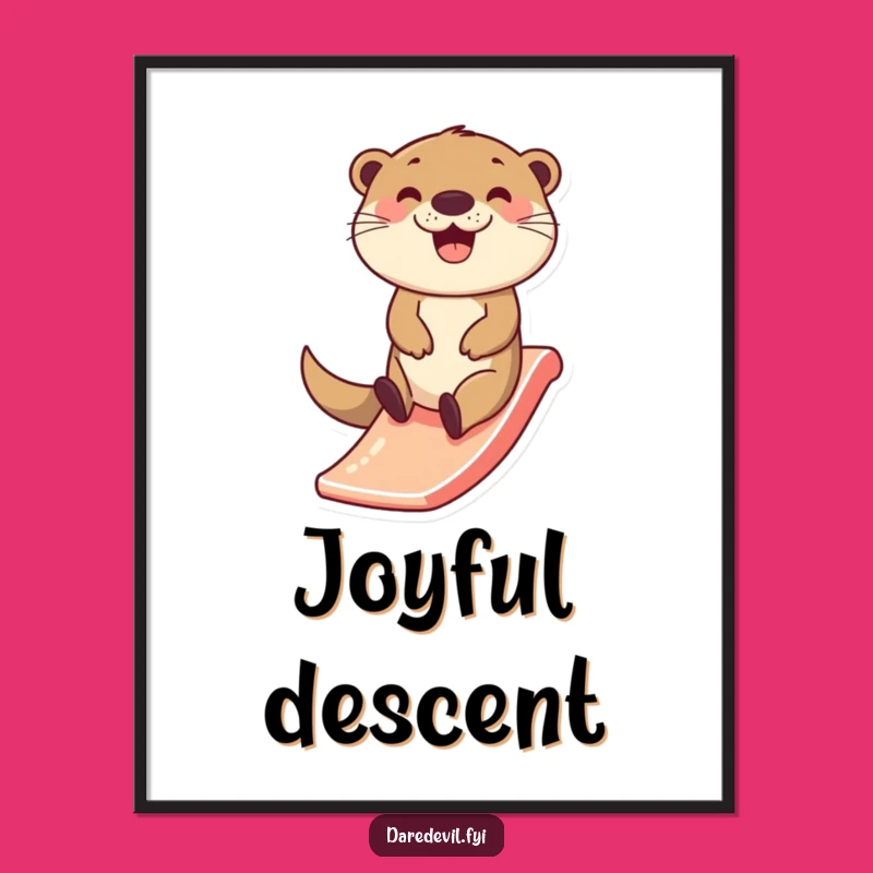 Instant Joy: Funny Happy Otter Slide Digital Art Print!