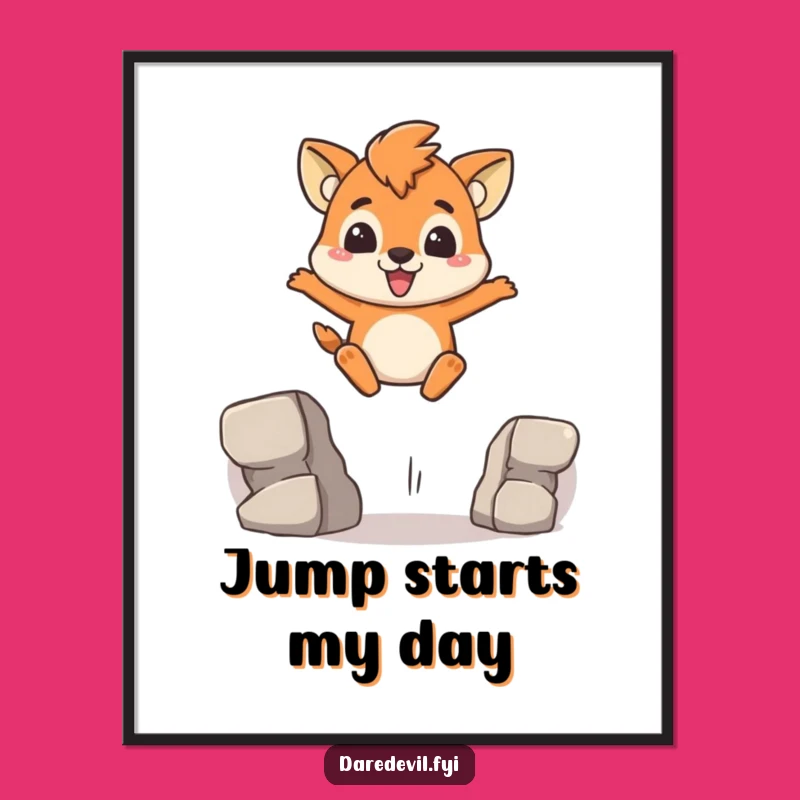Funny Brave Animal Digital Art: Determined Gap Leap Download, Instant Funny Gift