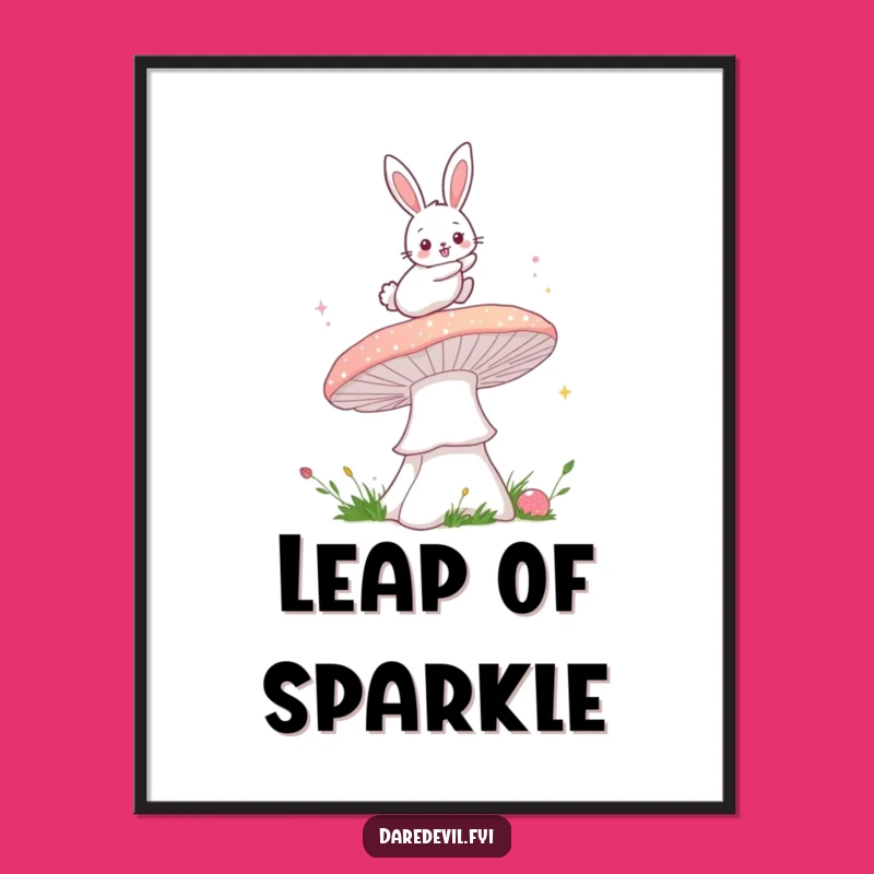 Funny Bunny Mushroom Digital Art Print: Instant Magical Decor Gift