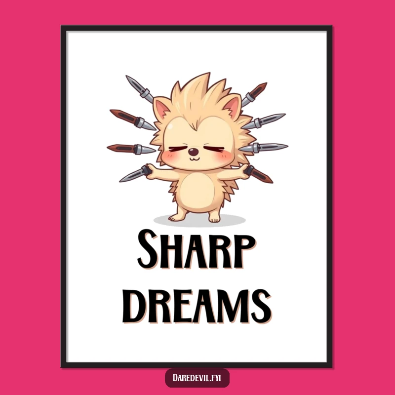 Funny Hedgehog Juggling Digital Art: Hilarious Danger for Your Walls