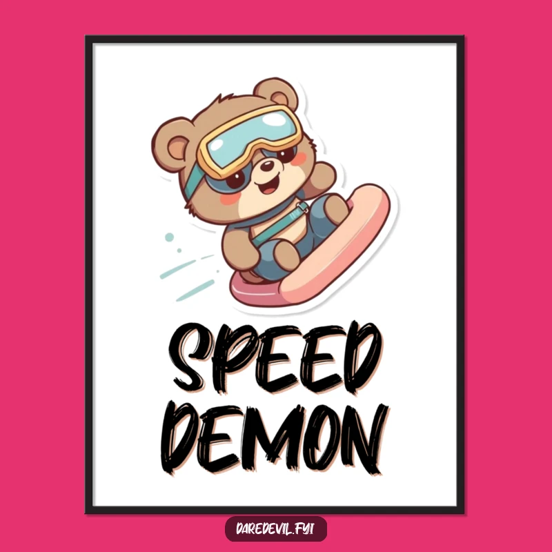 Funny Bear Slide Goggles Digital Art: Hilarious Adventure for Your Walls